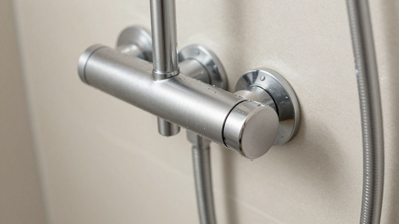 Close view of a leaking shower valve trim