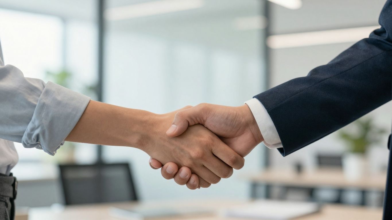 Handshake symbolizing successful business deal and trust.