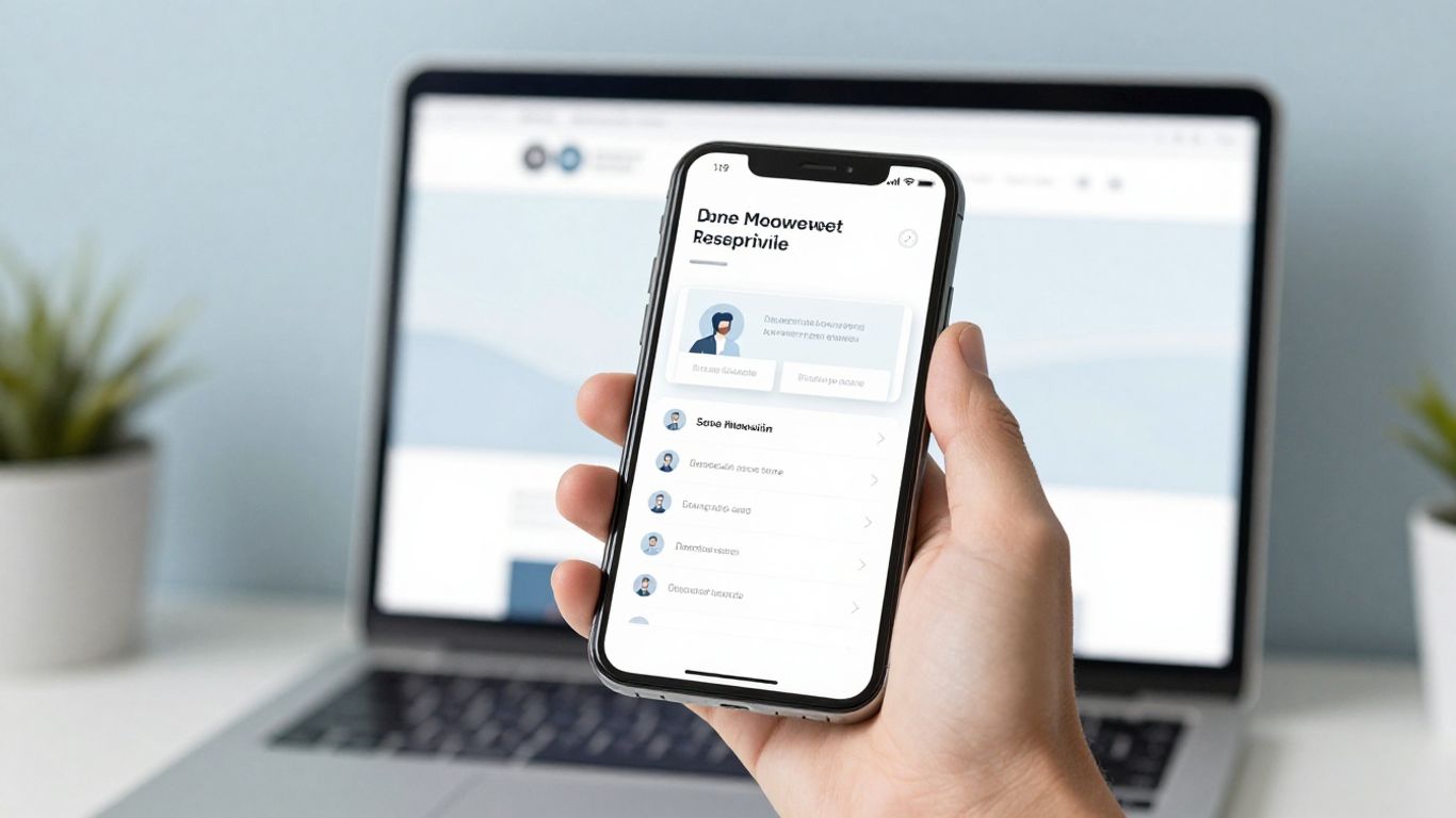 Person browsing a responsive website on phone
