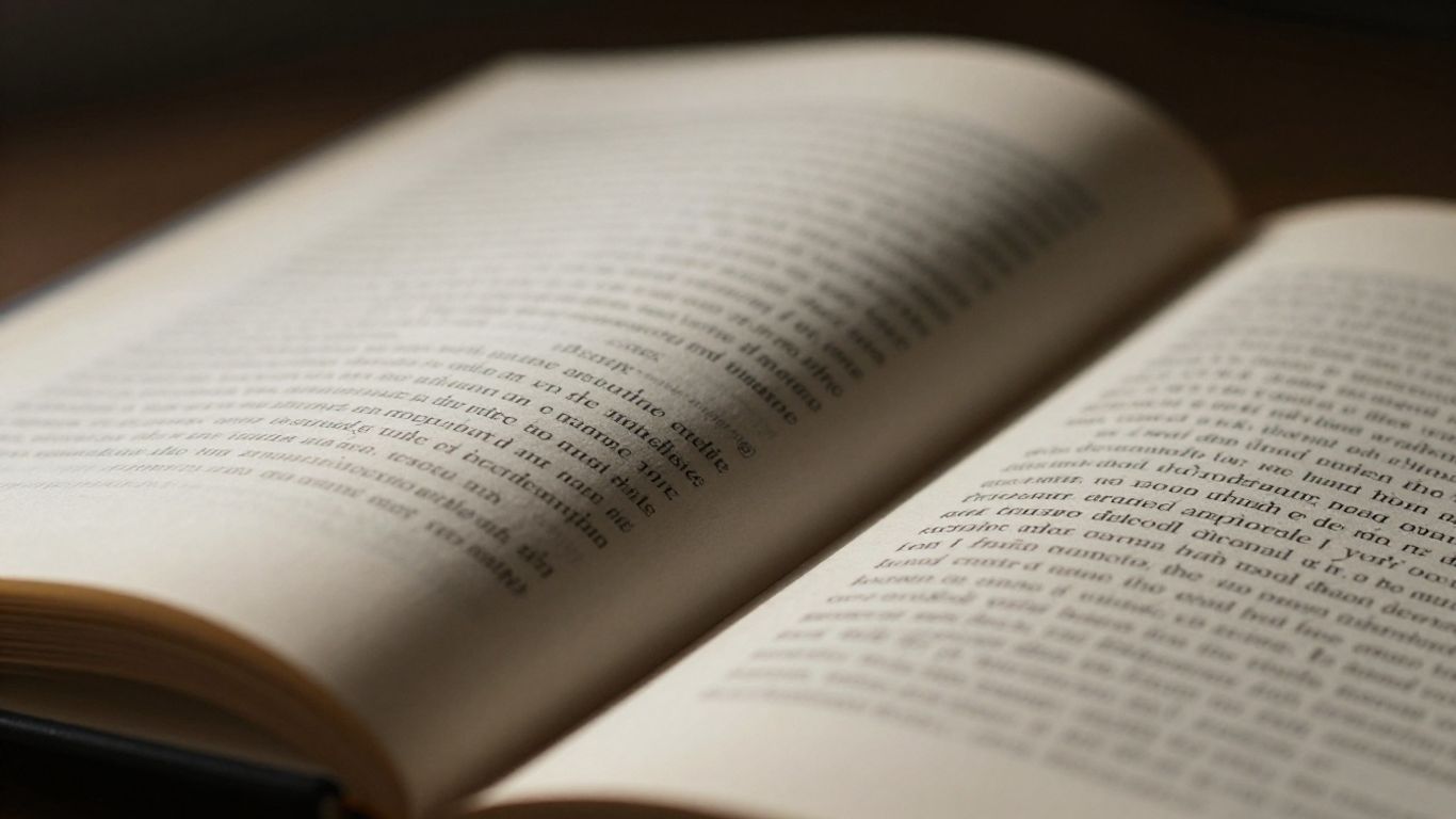 Close-up of an open book with textured pages.