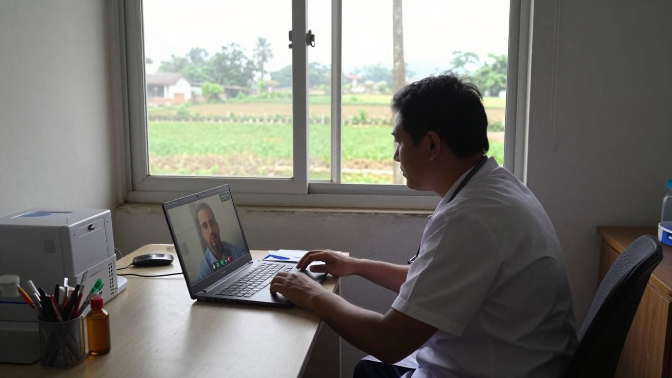 Rural clinic connected with a patient at home