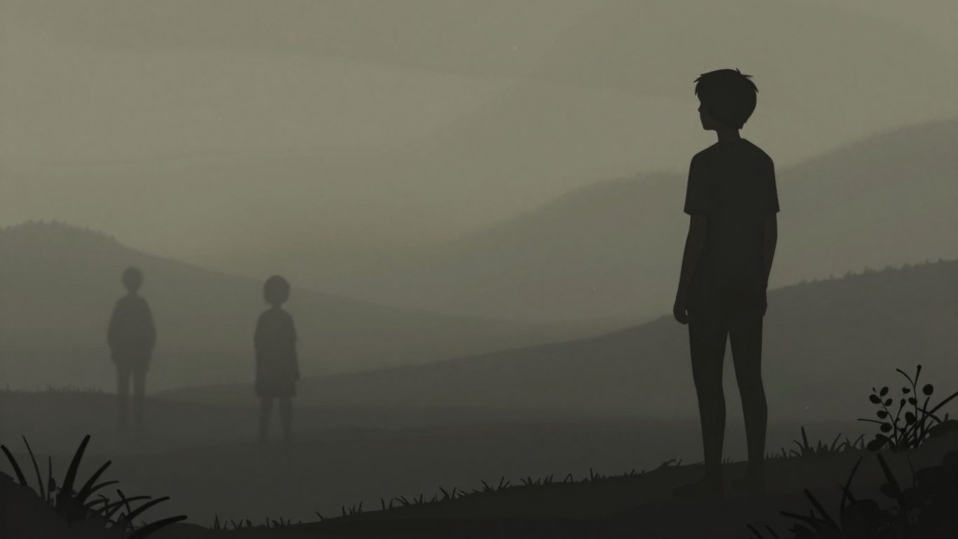 Ethereal silhouettes fading into mist, a scene of remembrance.