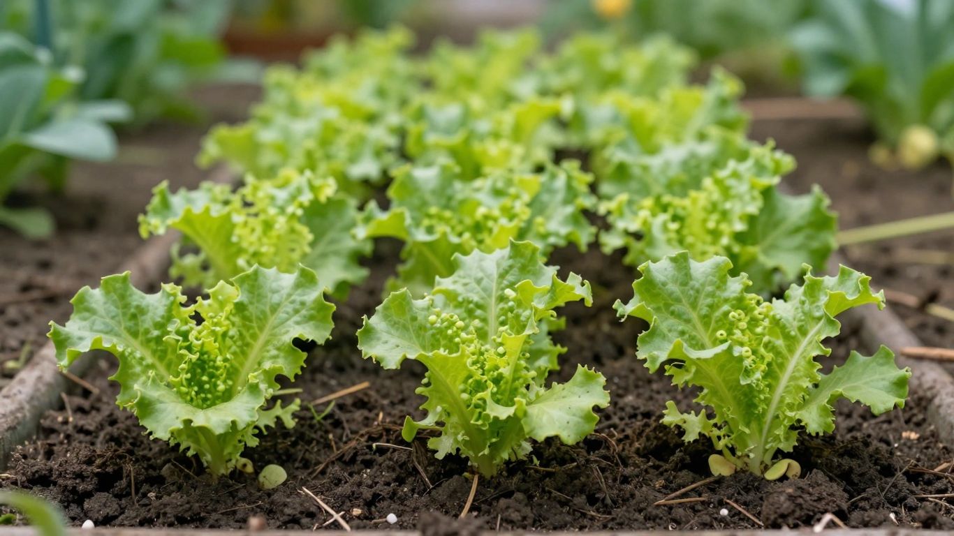Junge Salatpflanzen sprießen im Frühling im Garten.