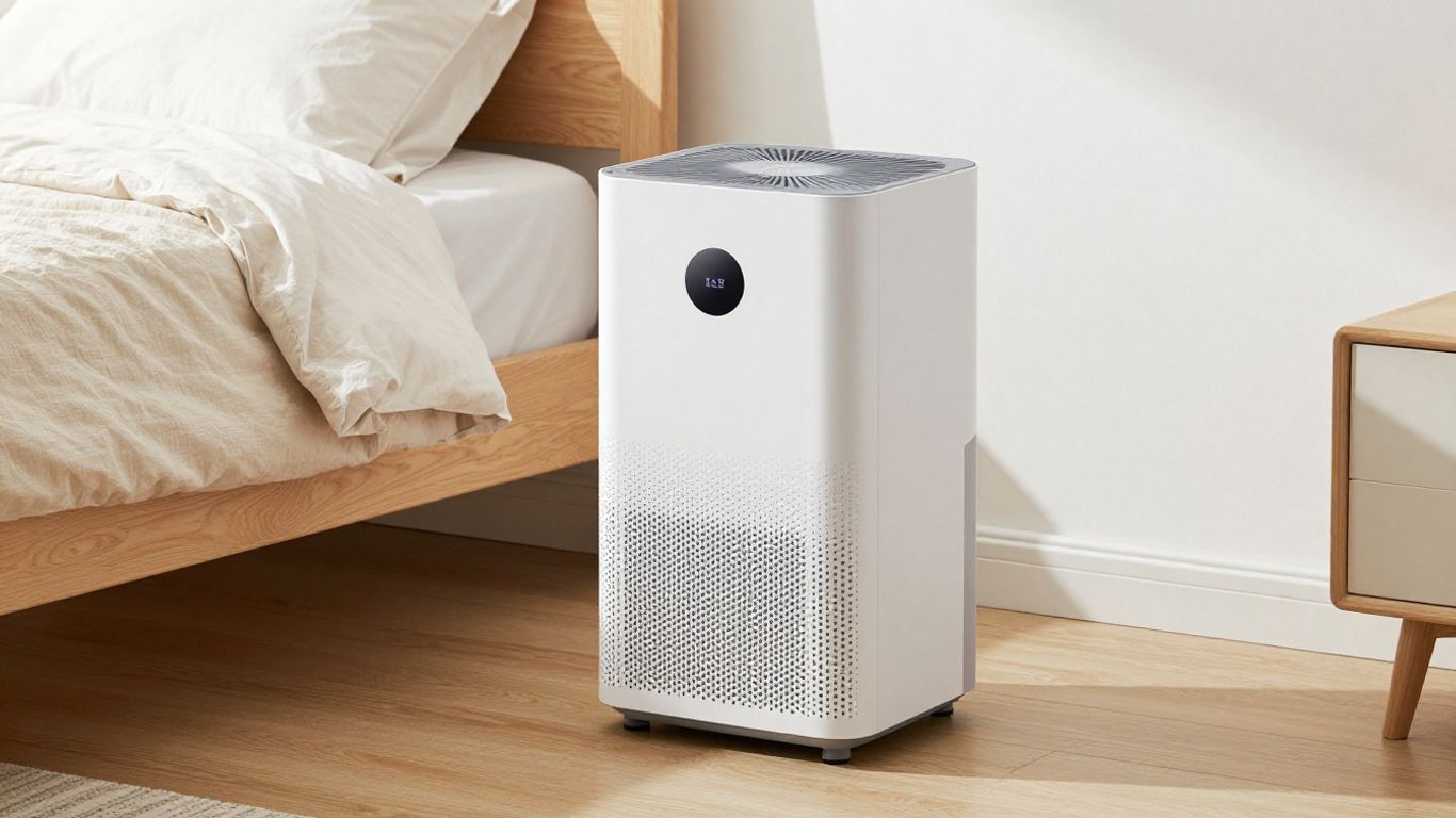 Modern dehumidifier in a well lit room