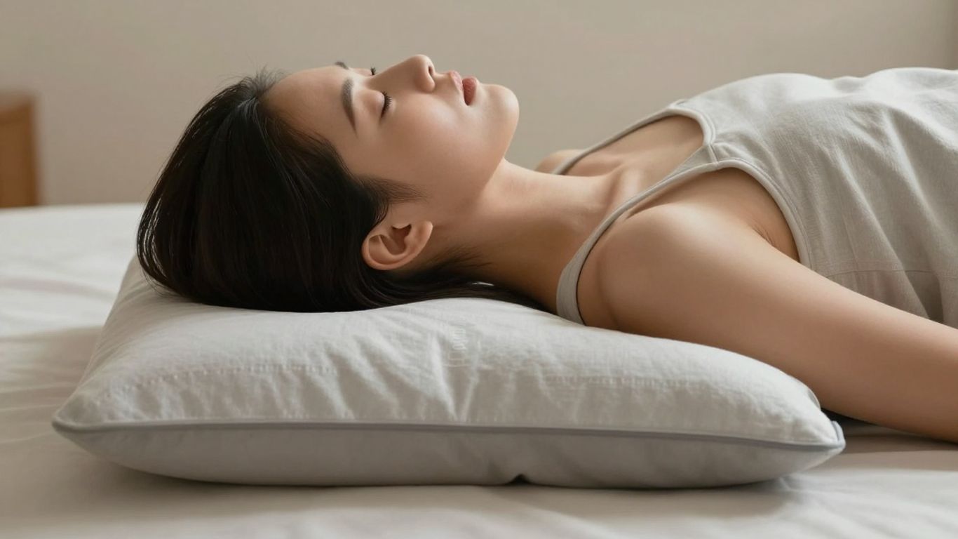 Back sleeper pillow supporting head and neck alignment.