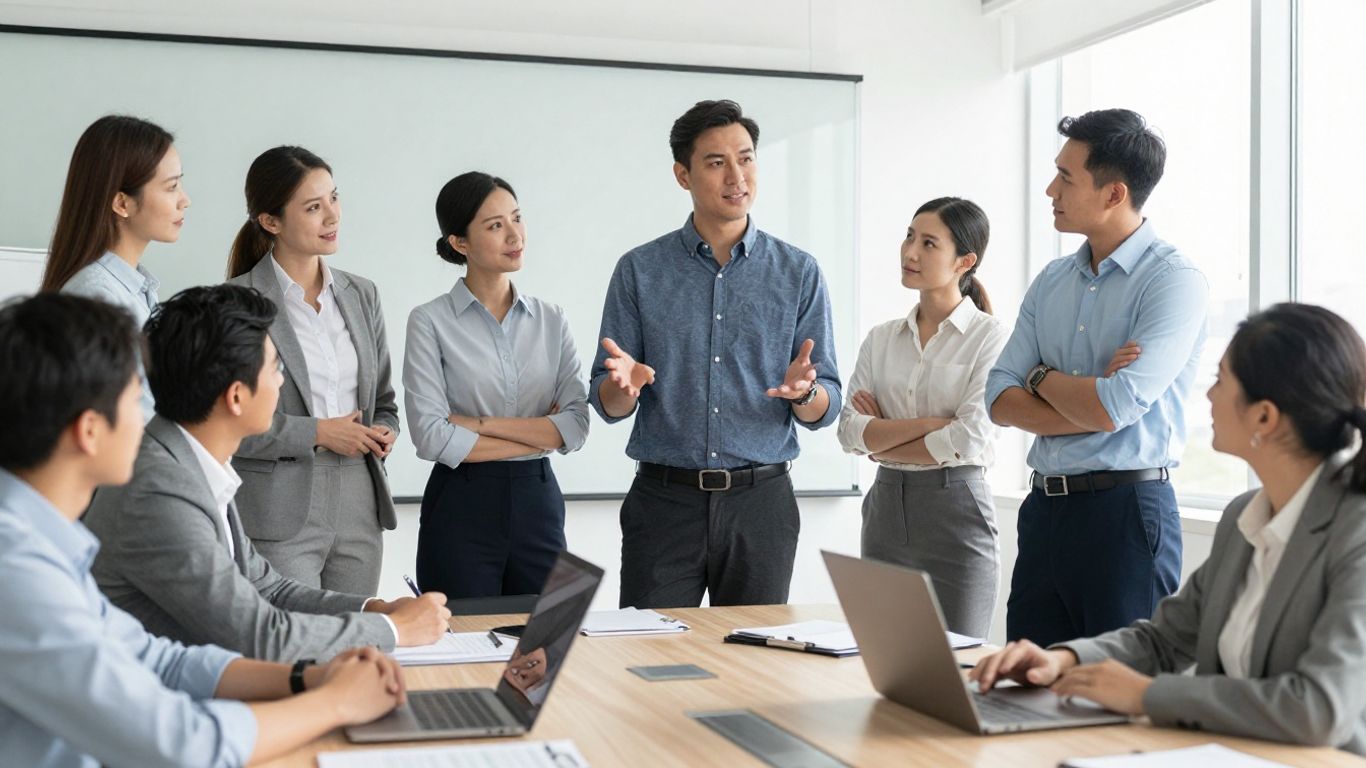 Sales leaders guiding a motivated team towards success.