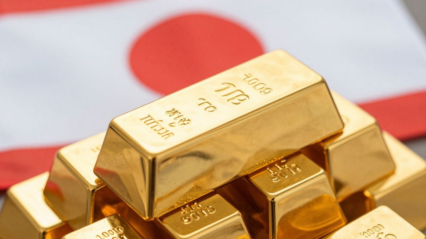 金条和日本国旗