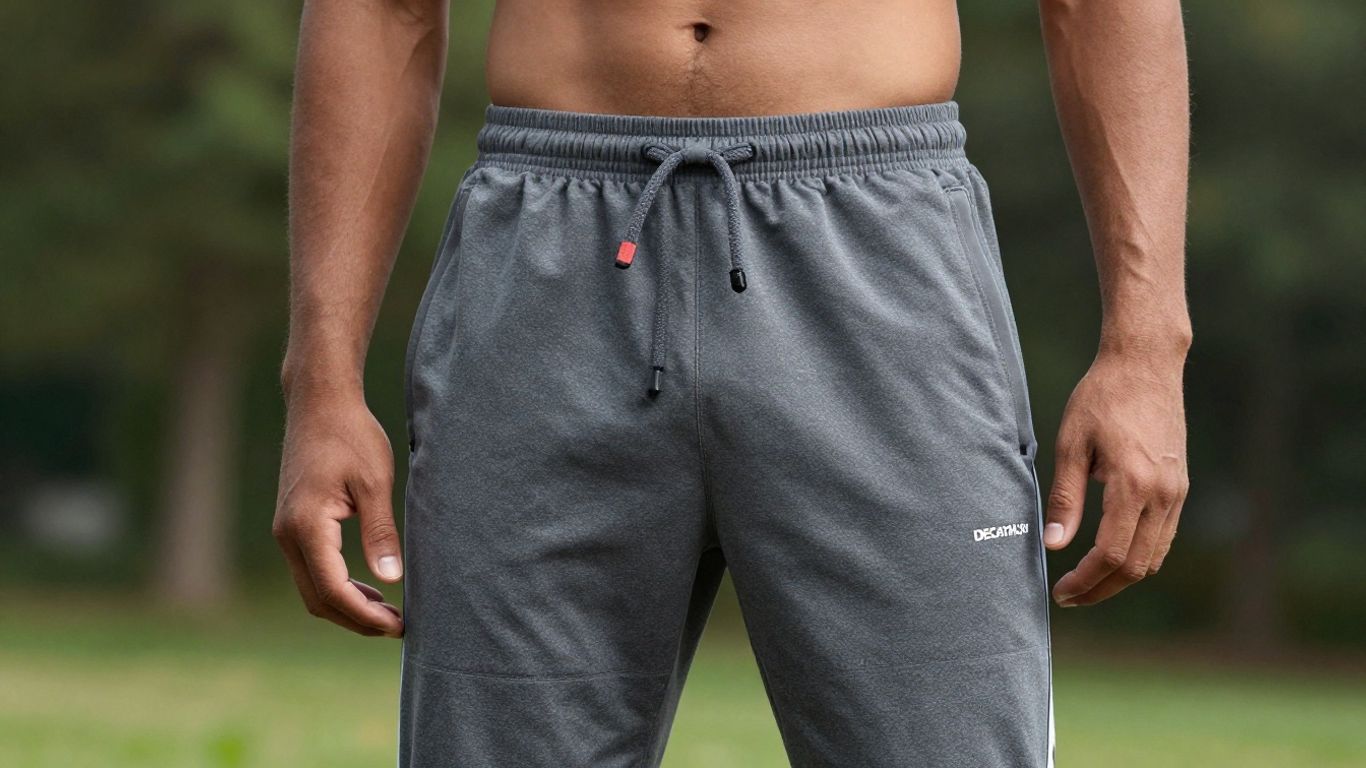 Bărbat în trening Decathlon, confortabil și stilat.