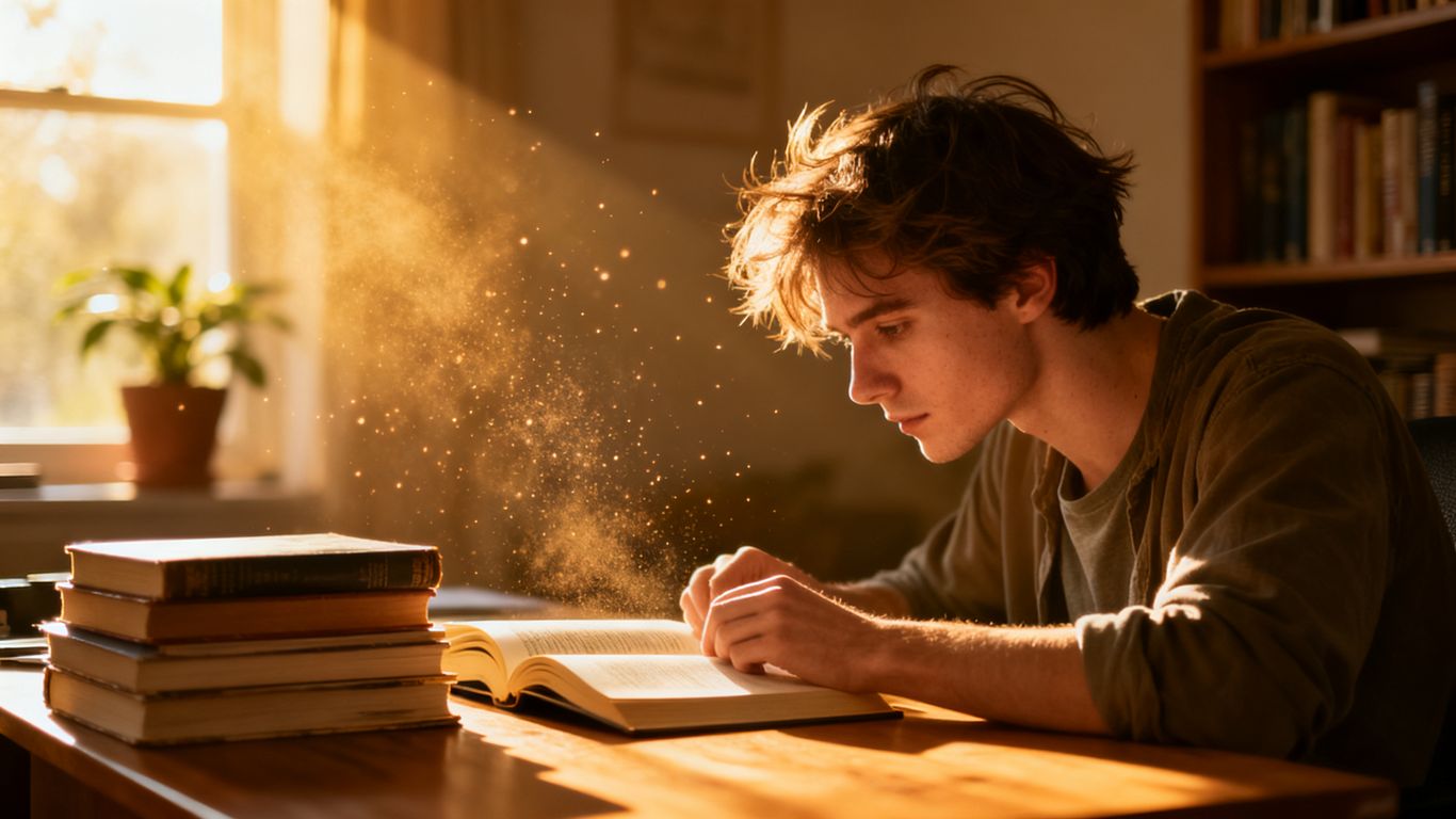 Person finding focus with productivity books.