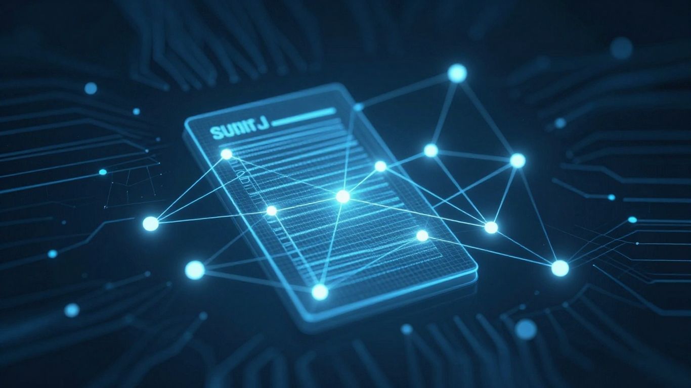 Blockchain and AI integrated with financial auditing concepts.