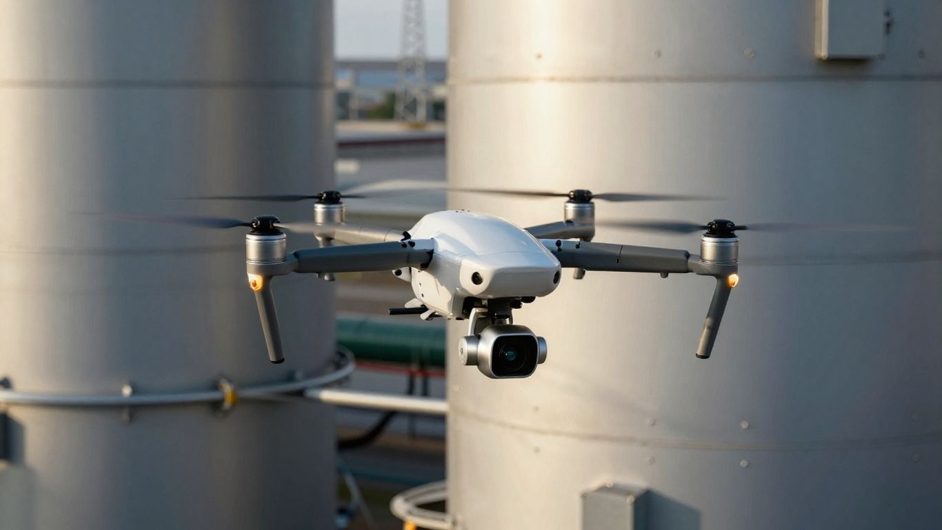 Drone inspecting industrial infrastructure