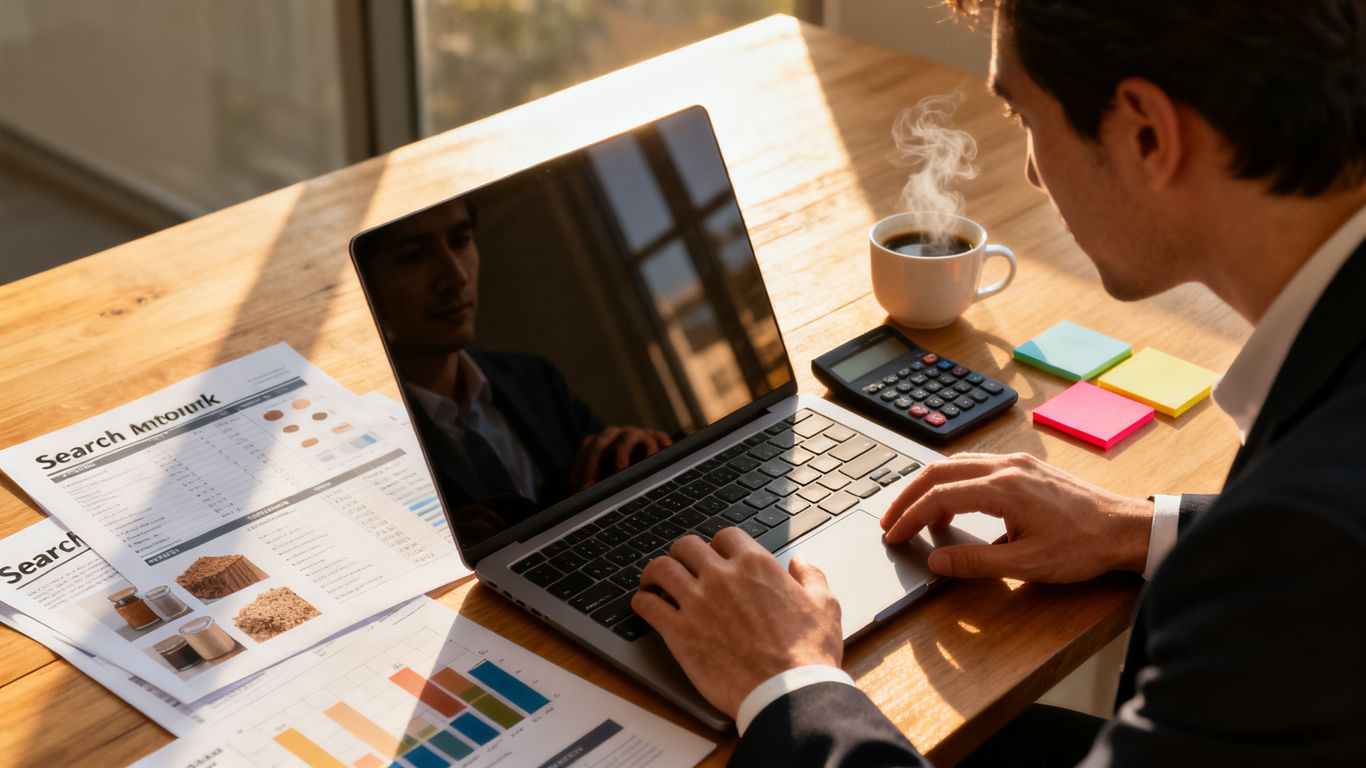 Amazon advertising data on laptop screen
