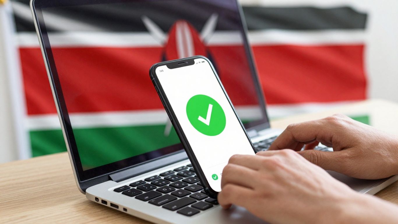 Completing eCitizen profile on a laptop and phone.