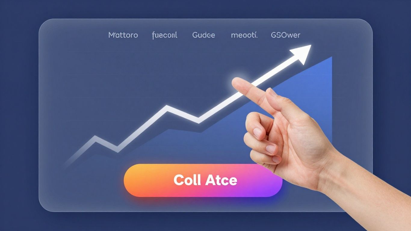 Website with call to action button and upward trend.