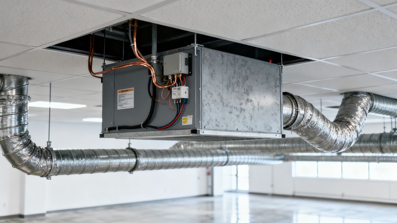 Interior view of a ceiling recessed dehumidification system