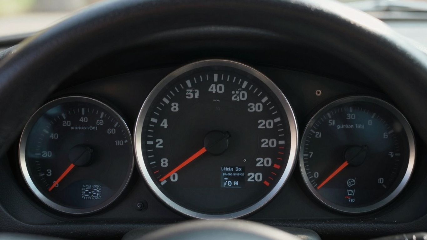 Porsche central tachometer in a classic car dashboard.
