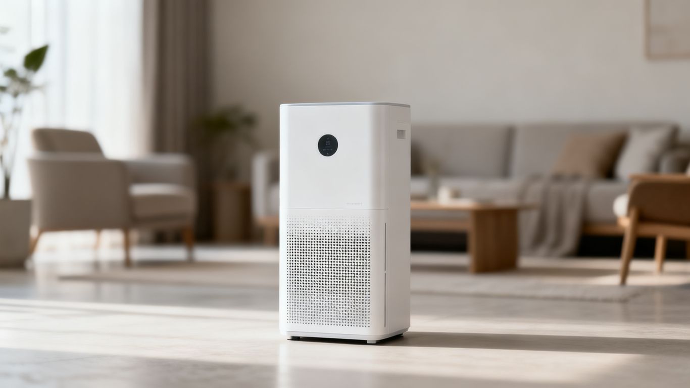 Modern dehumidifier in living room