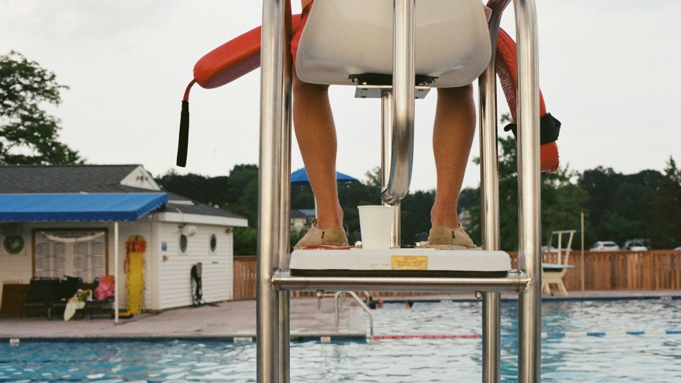 Lifeguards watching over the wave pool