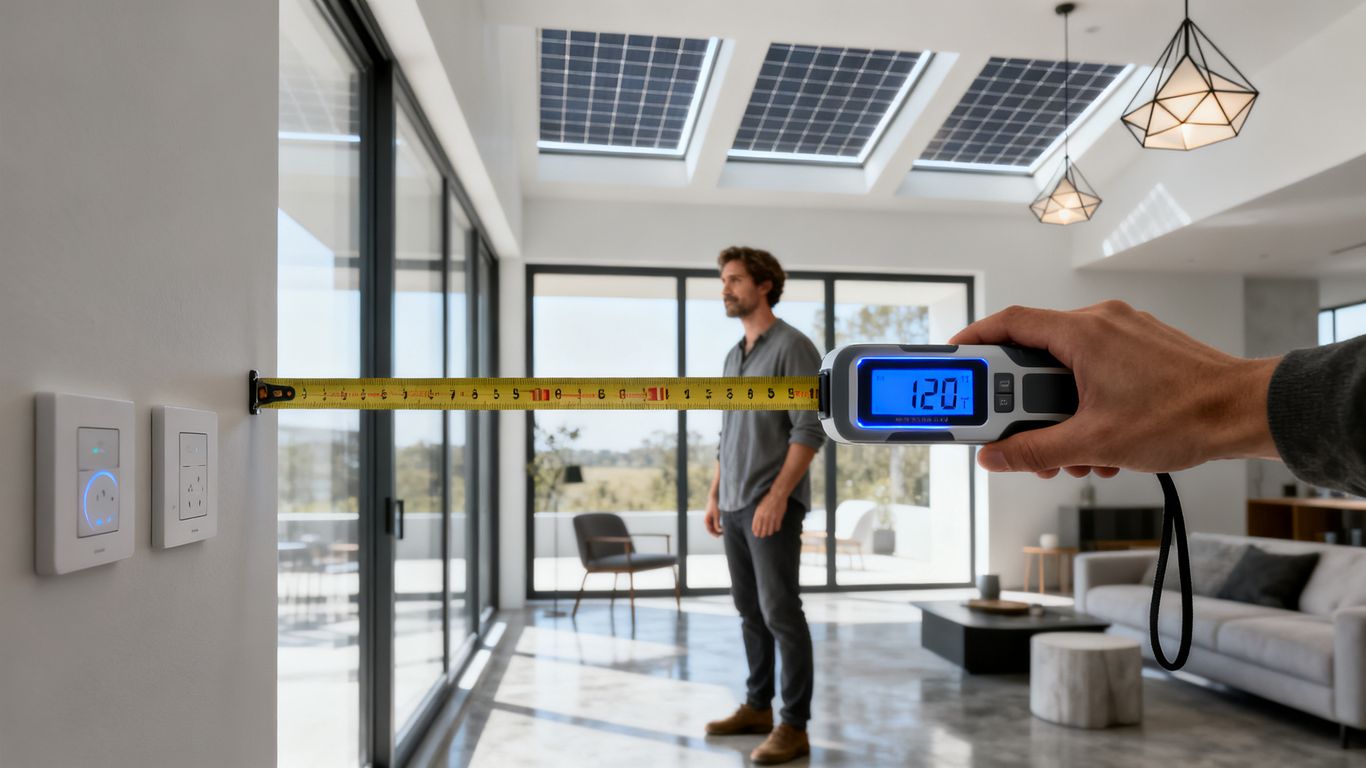 A person measuring space for equipment