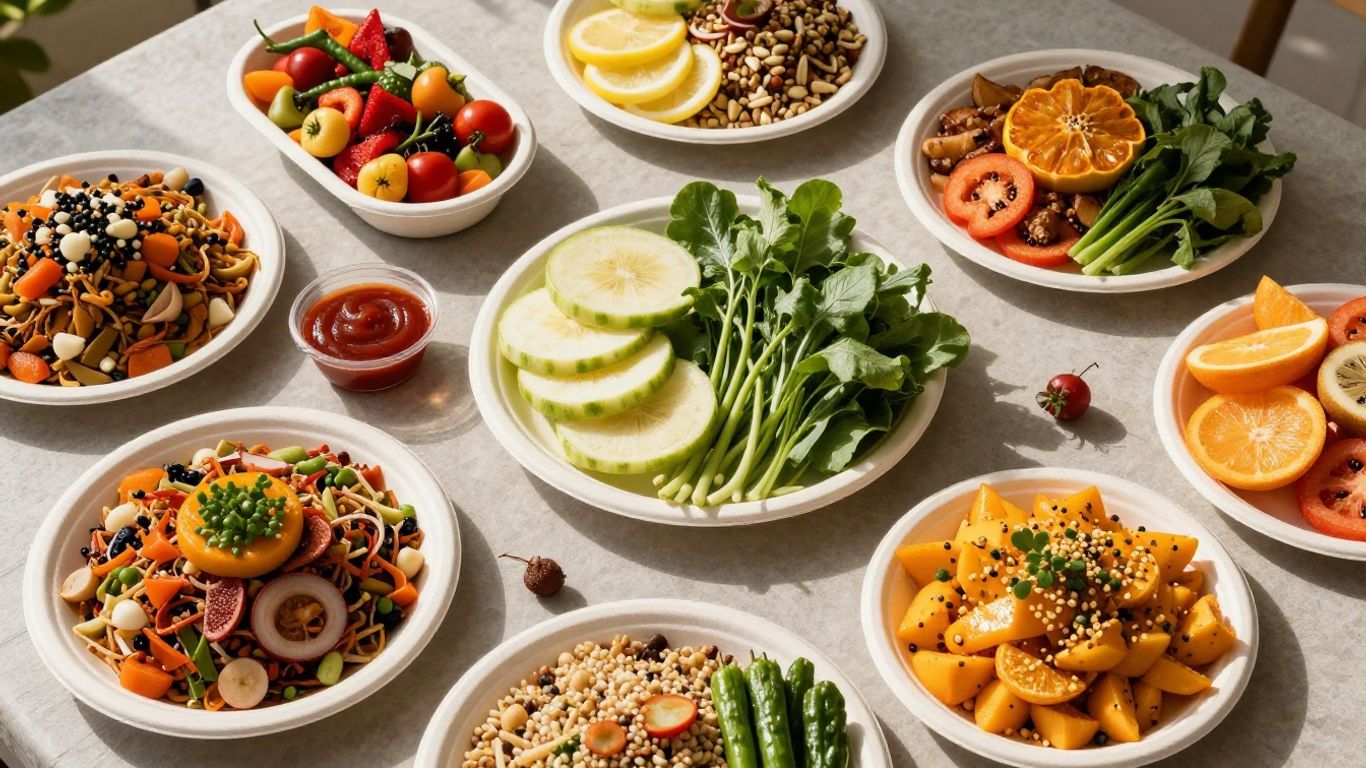 Healthy and sustainable food at a potluck.