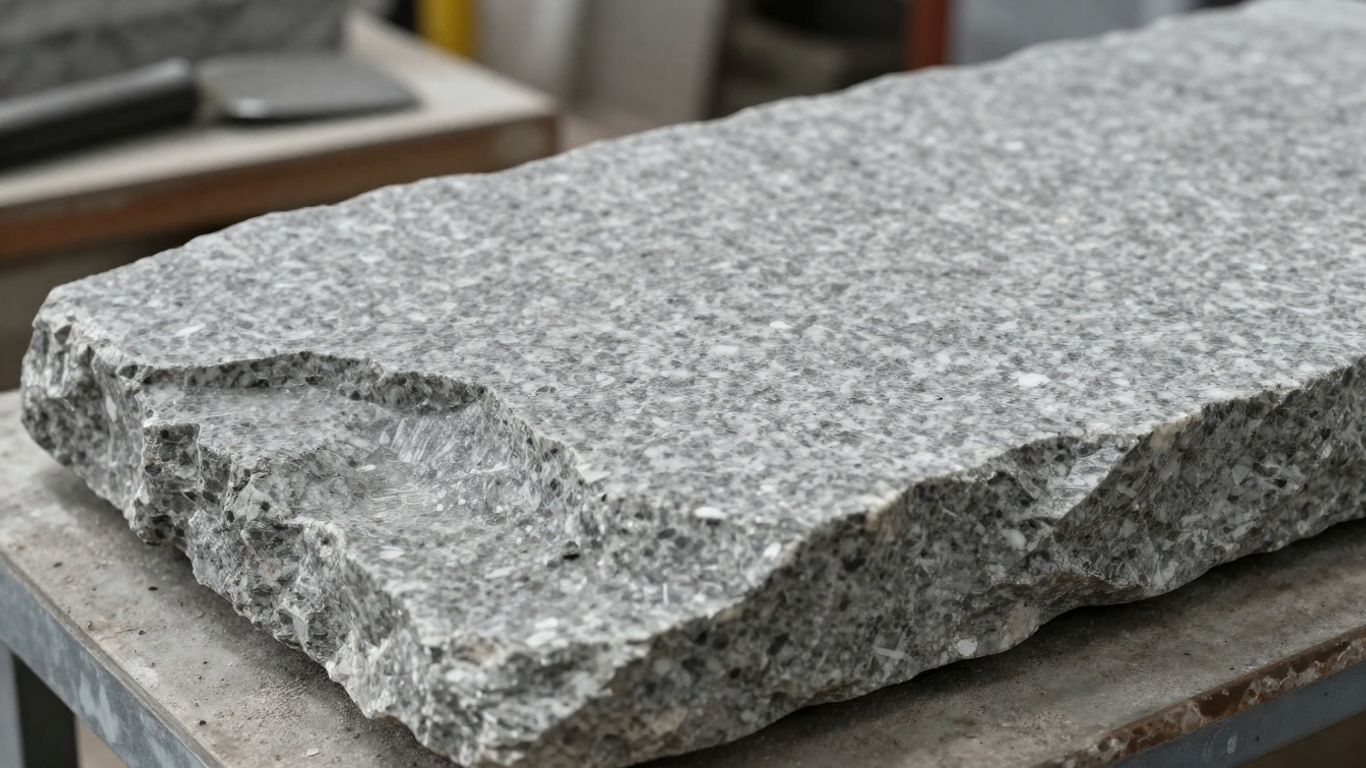 Granite slabs in a fabrication workshop