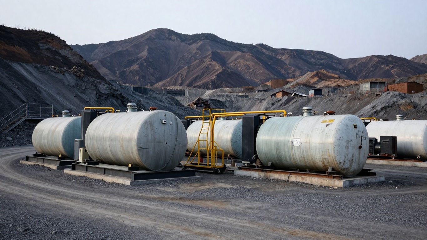 Diesel generators beside a remote mine camp