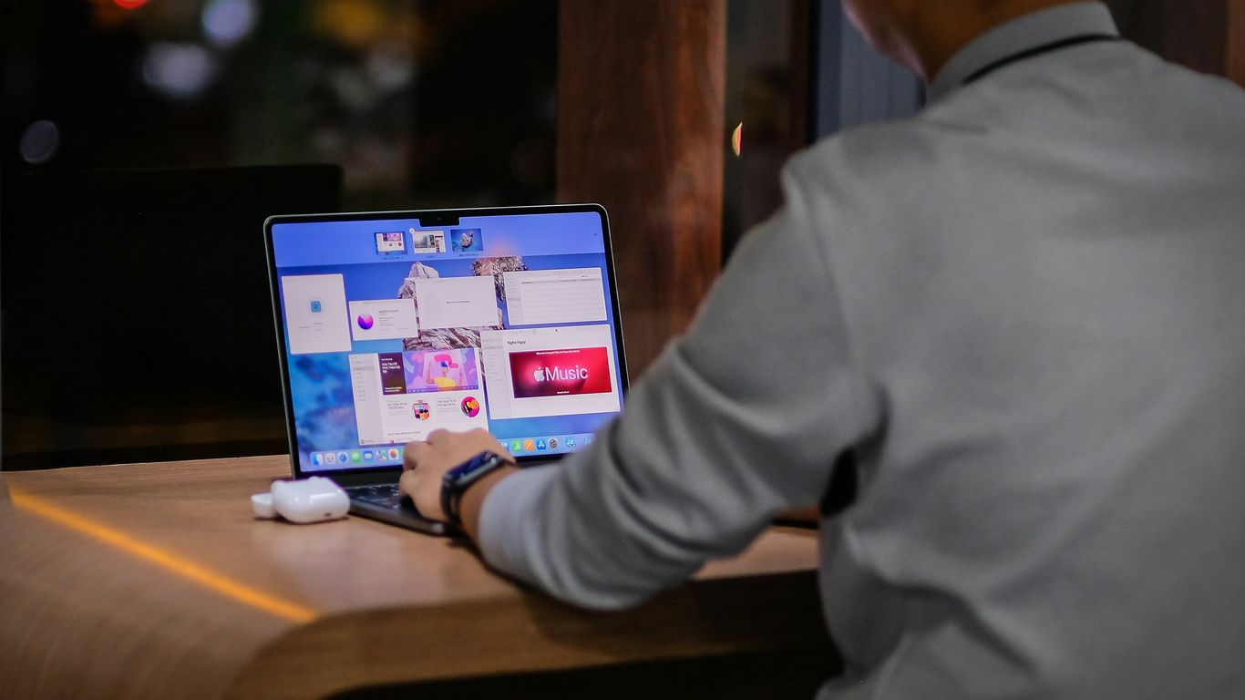 a man using a laptop