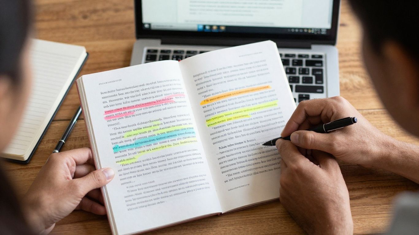 Reviewer comparing original and translated text