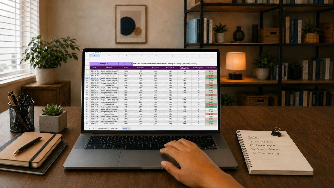 Pessoa organizando planilha Excel Básico no trabalho