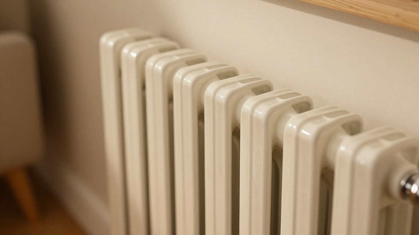 Radiateur céramique moderne dans un salon confortable.