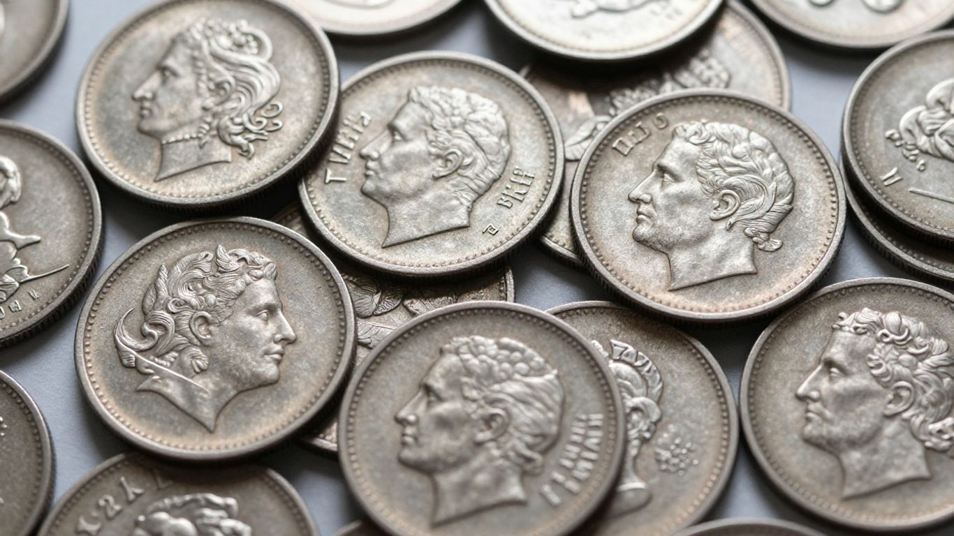 Pile of old silver coins