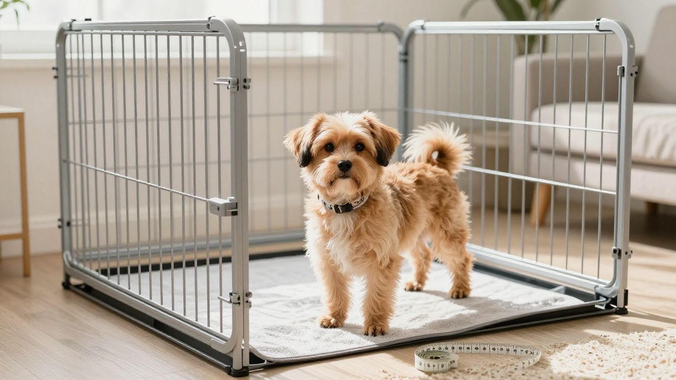 Dog comfortably resting inside a compact crate