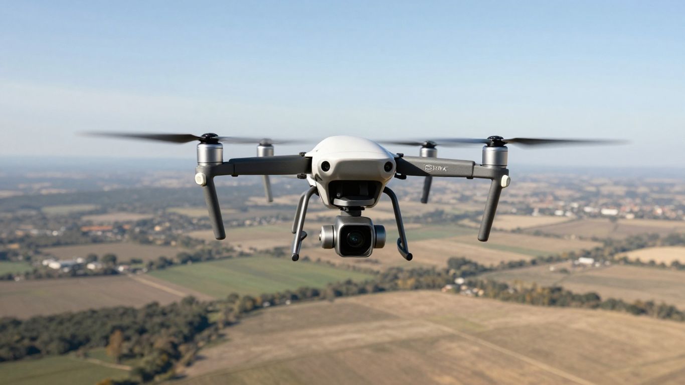 Drone mapping a detailed landscape from above.