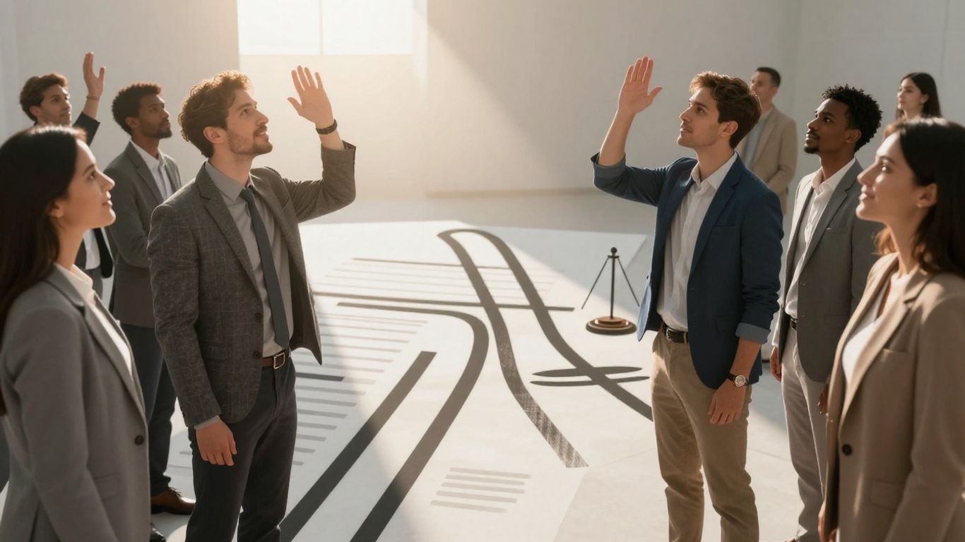 People looking hopeful near a legal pathway
