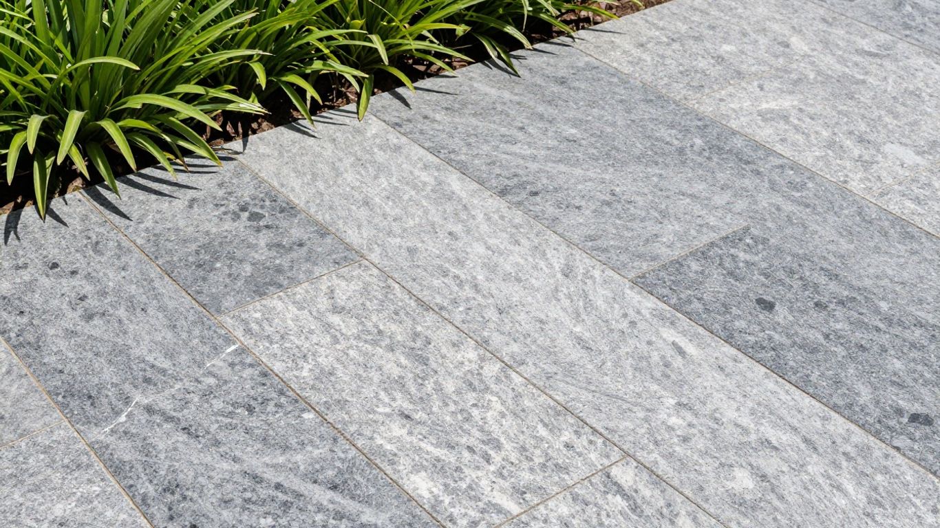 Granite paving slabs creating a beautiful outdoor patio.