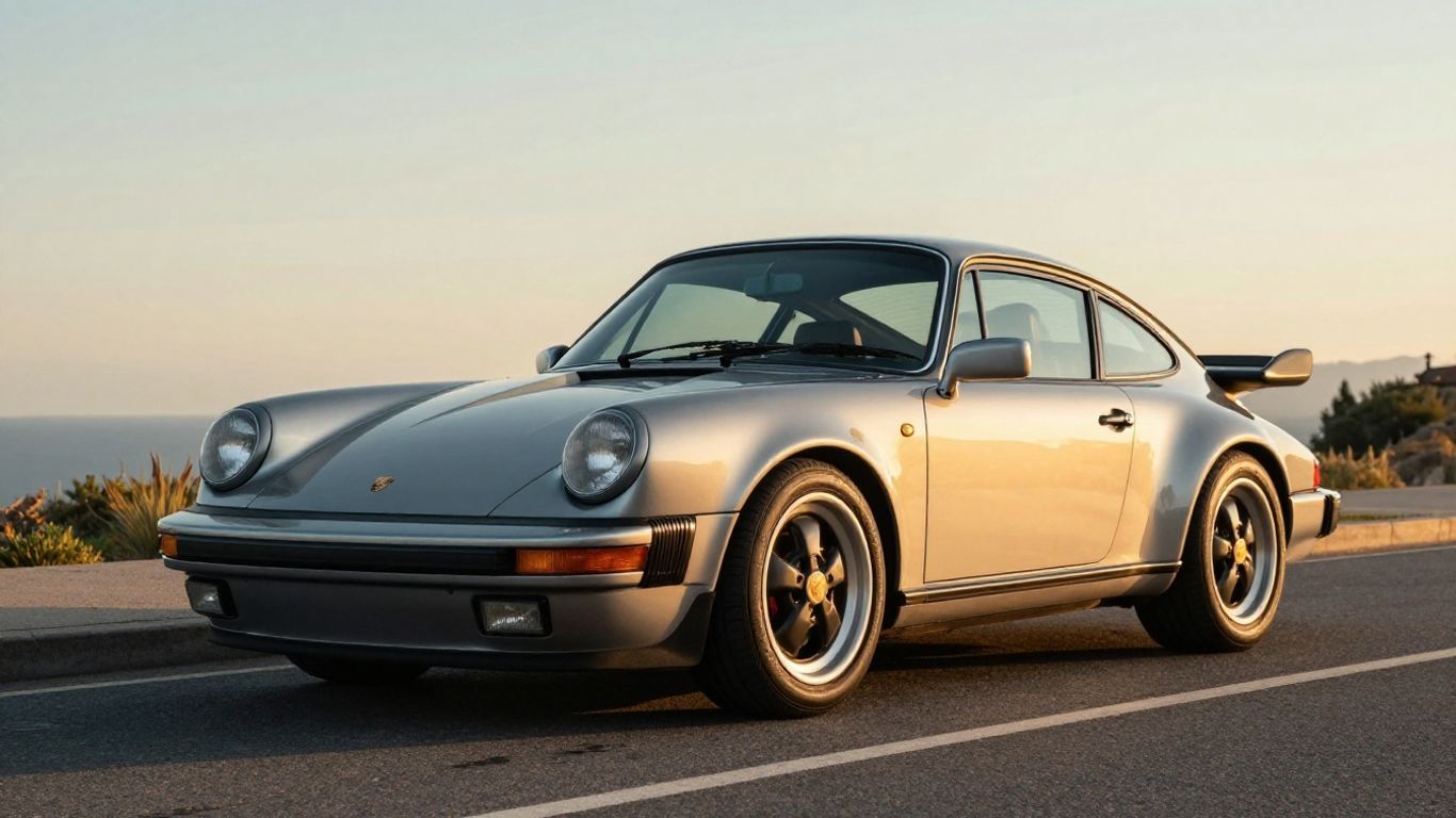 Used Porsche 911 on a scenic road.