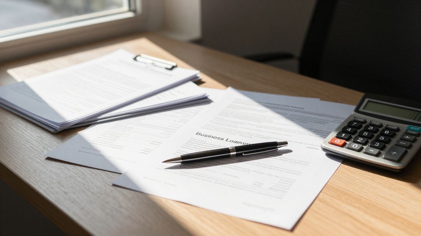 Business documents and calculator on a desk.