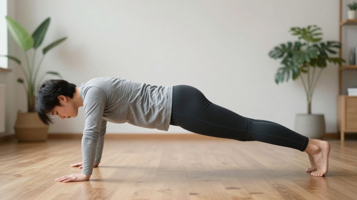 Demonstrating a side plank modification