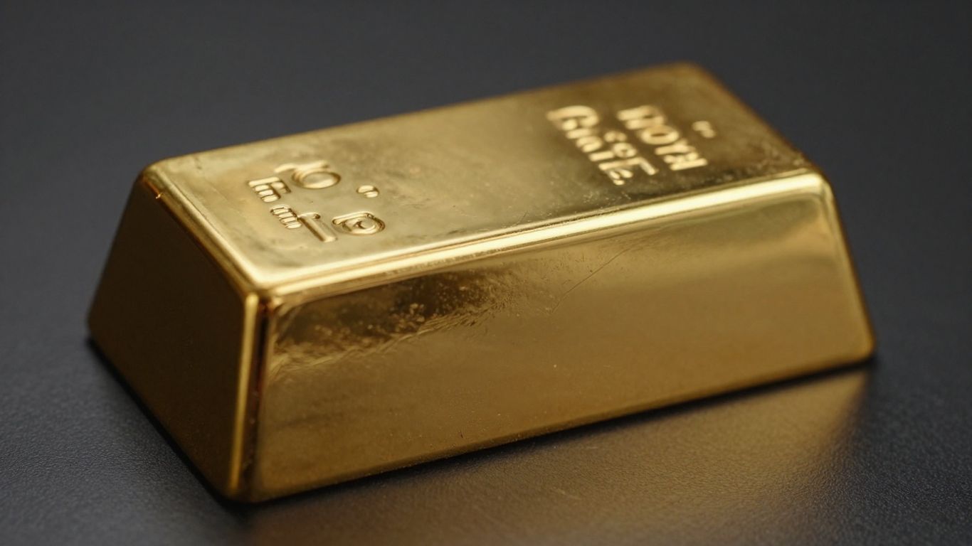 Lingot d'or brillant sur fond sombre.