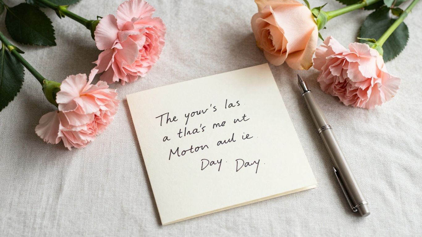 Handwritten Mother’s Day card beside flowers