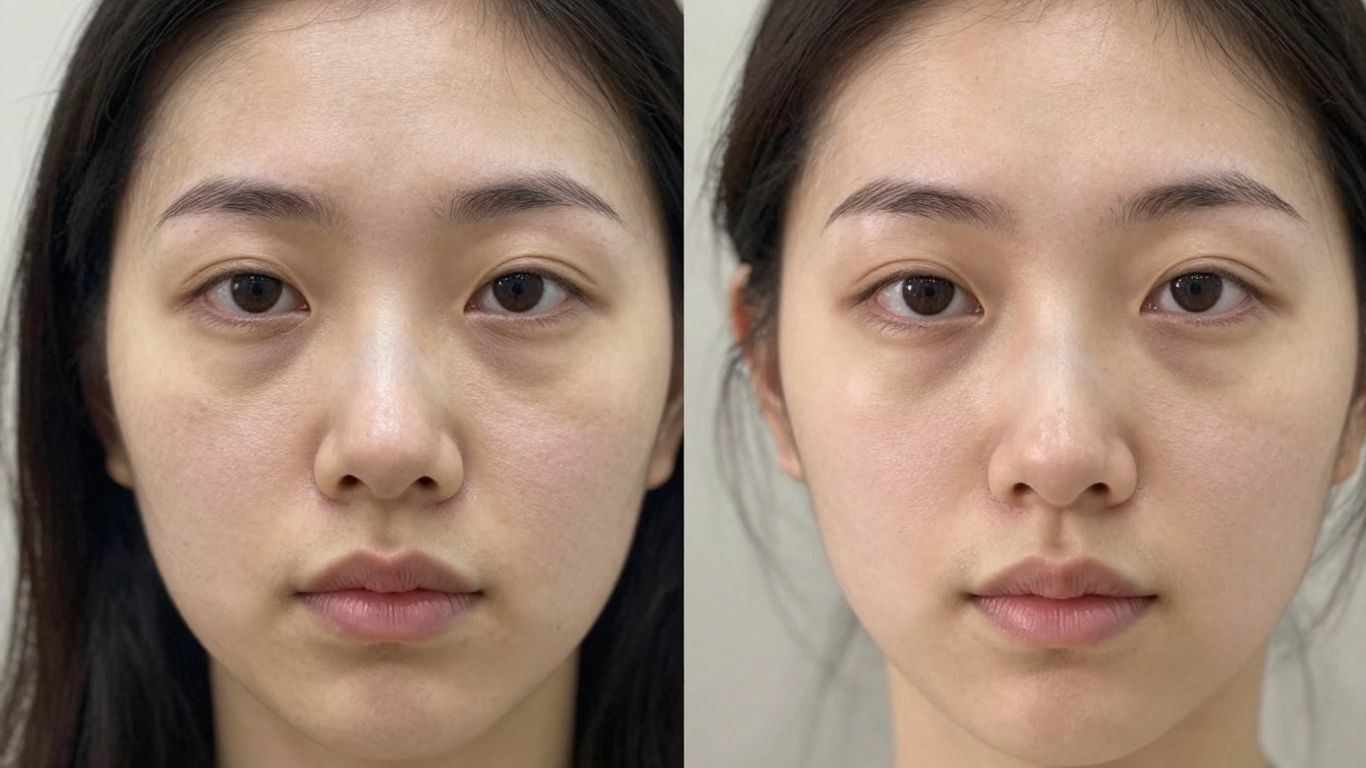 Before and after GHK-Cu peptide injection results.