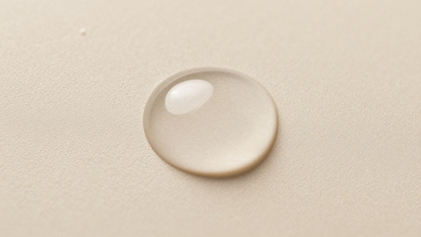 A close-up of a smooth, translucent lubricant drop