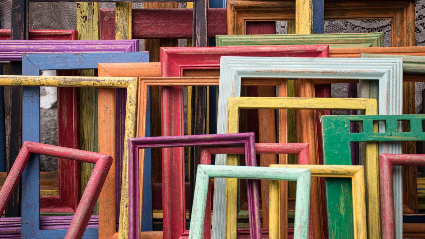 Stack of desk photo frames