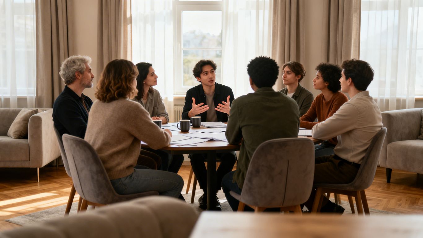 People in a focus group discussing ideas.