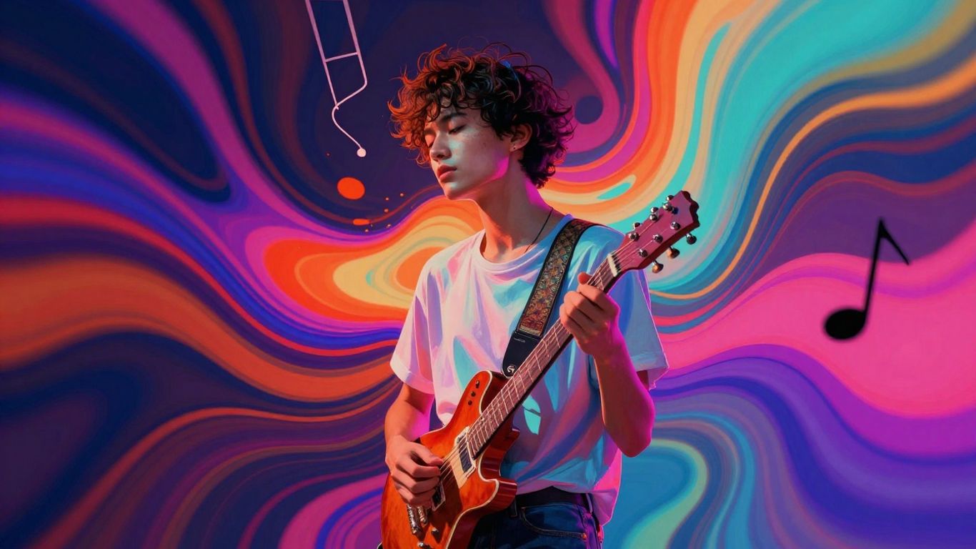 AI music video maker interface with abstract visuals