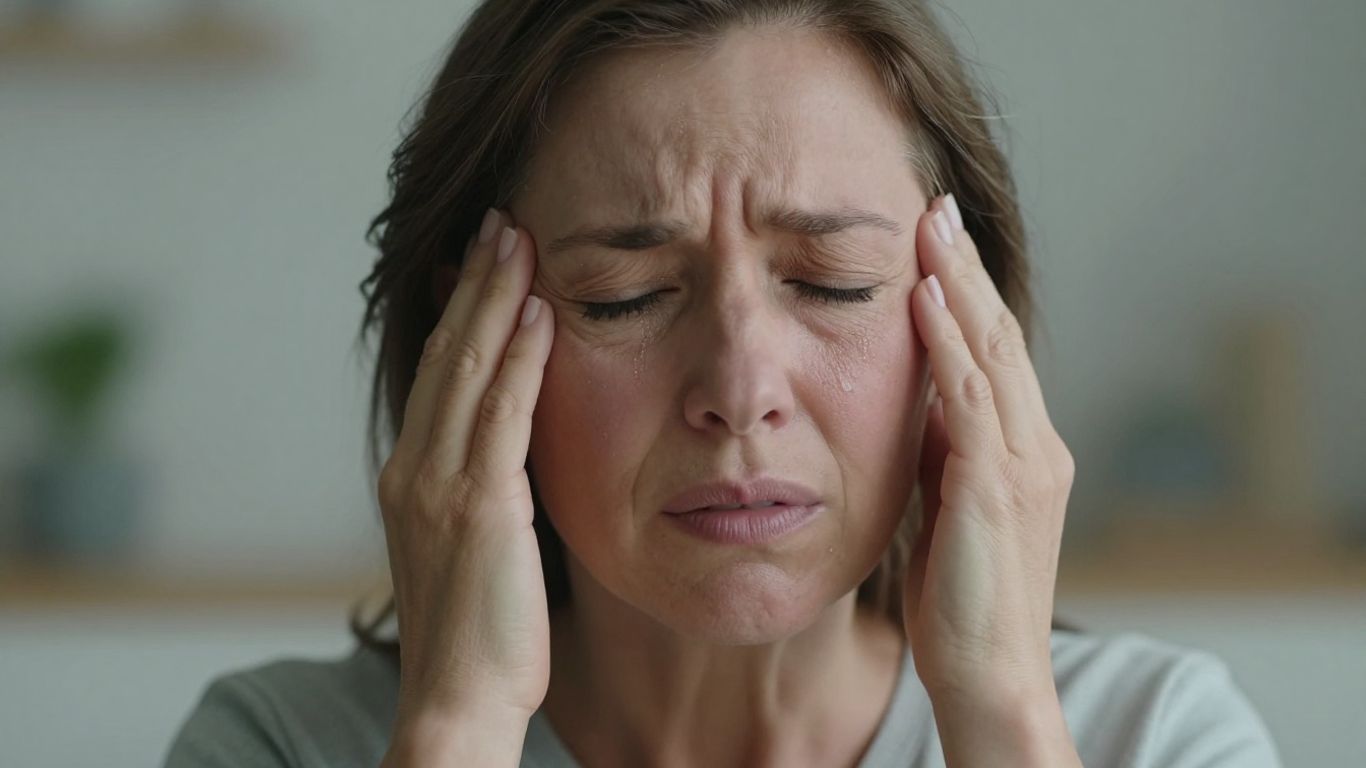 Mulher sentindo calor durante a menopausa.