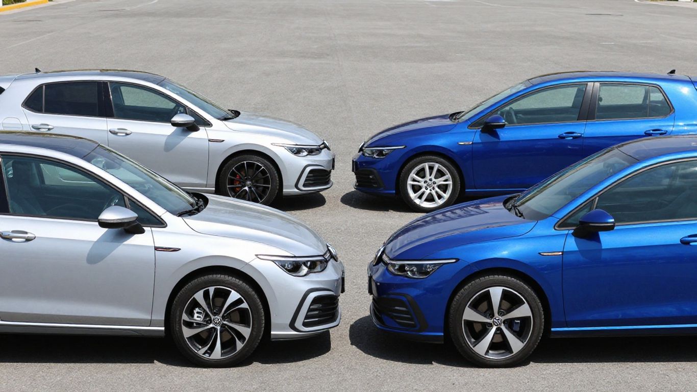 VW Golf 8 und Golf 7 nebeneinander
