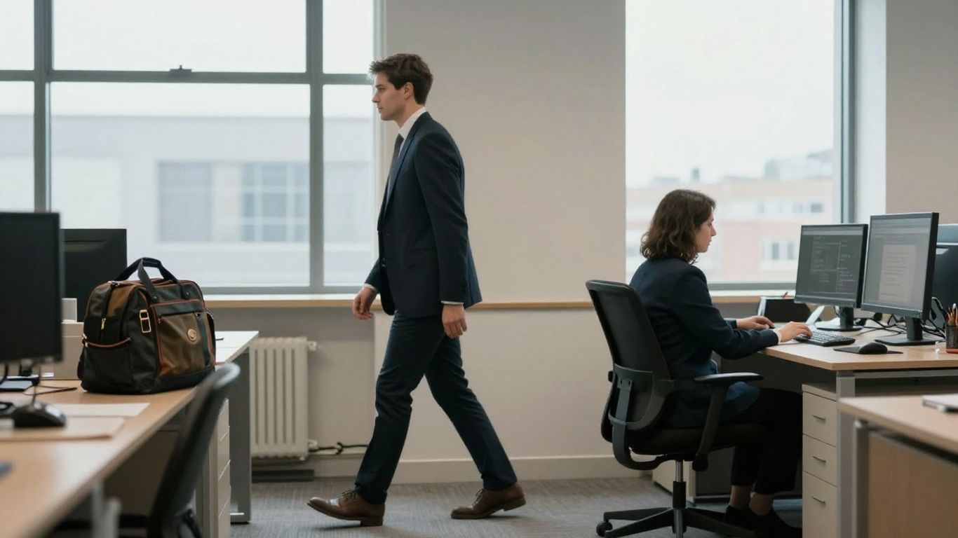 Office worker balancing desk time and movement