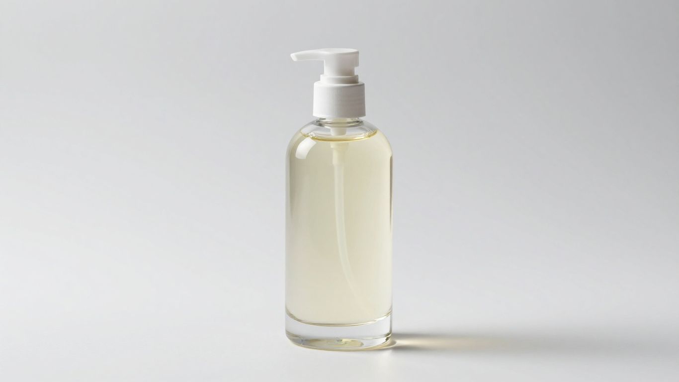 Natural lubricating fluid in a transparent glass bottle