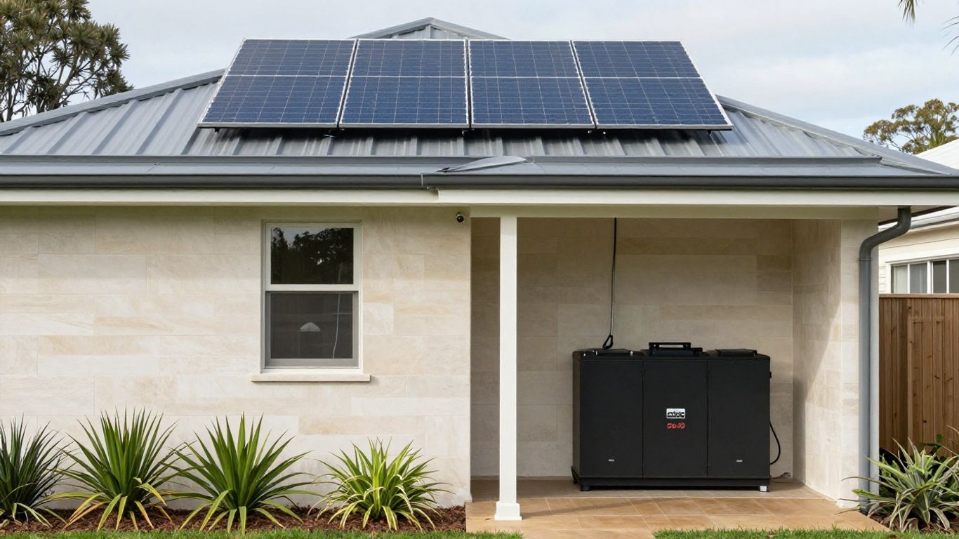 Modern home solar battery and inverter installation